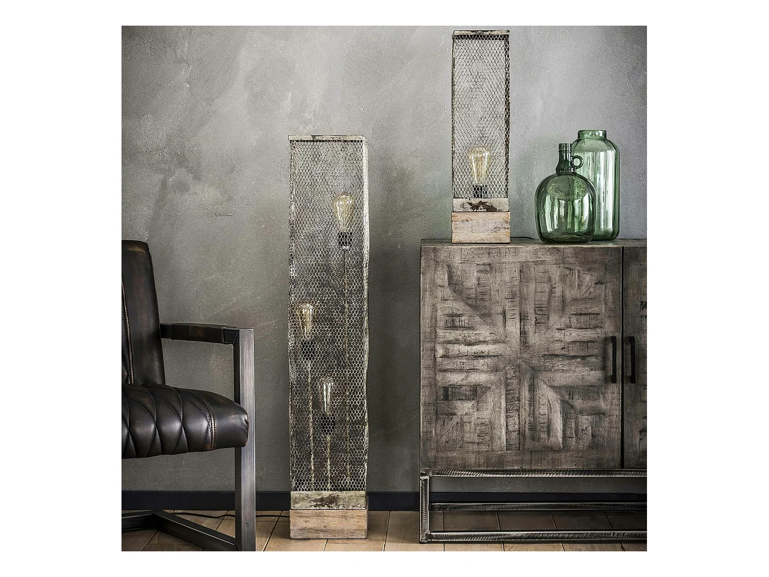 Lampe colonne industrielle effet maille GM TRIBECA
