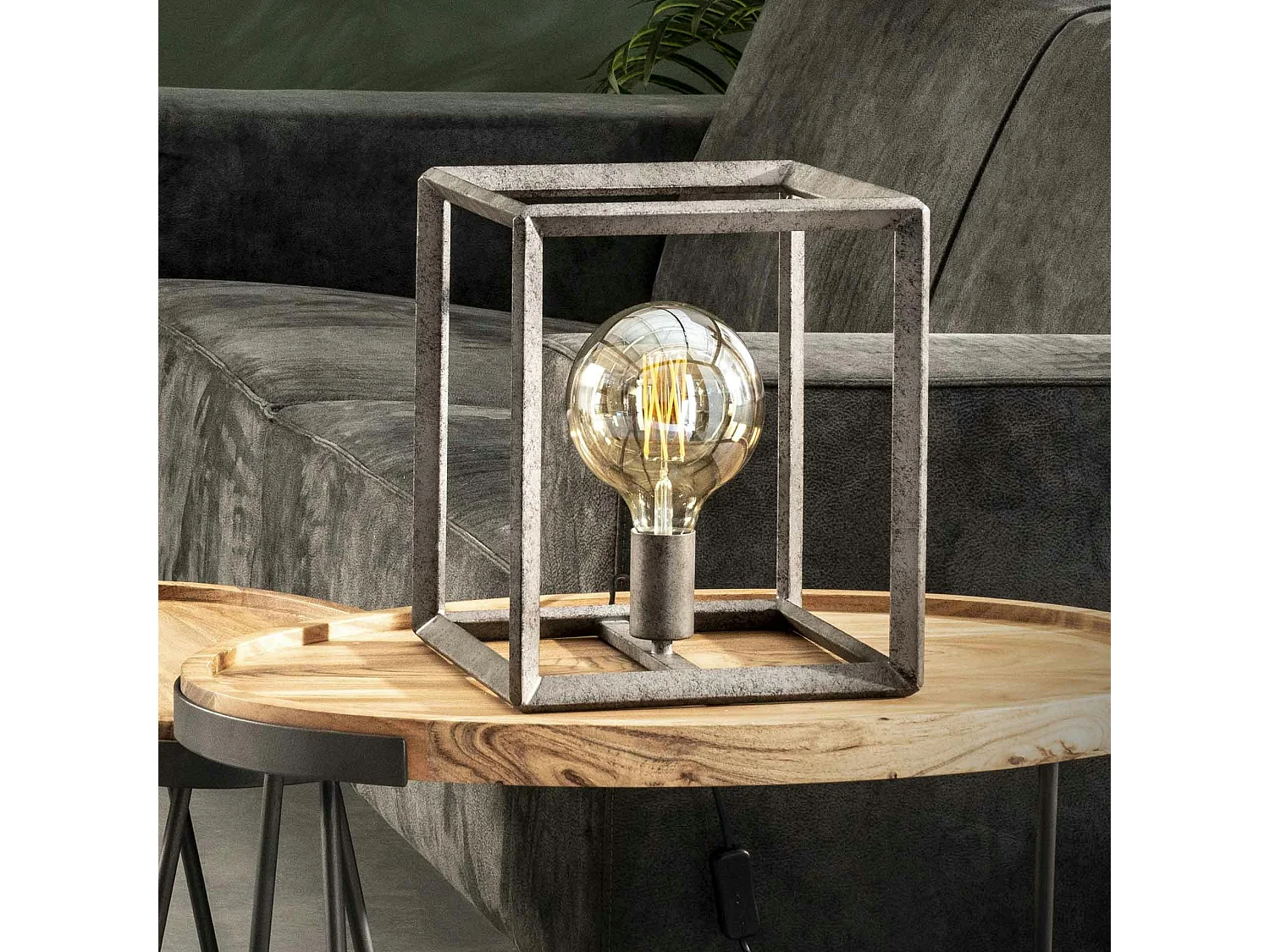 Cube lumineux industriel finition argent vieilli RALF