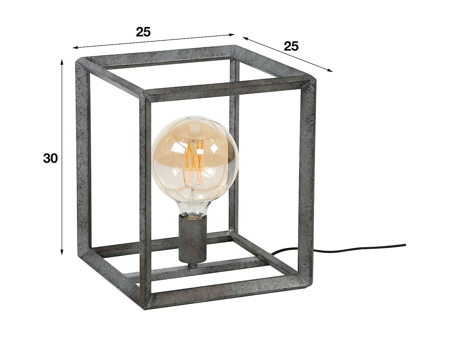 Cube lumineux industriel finition argent vieilli RALF