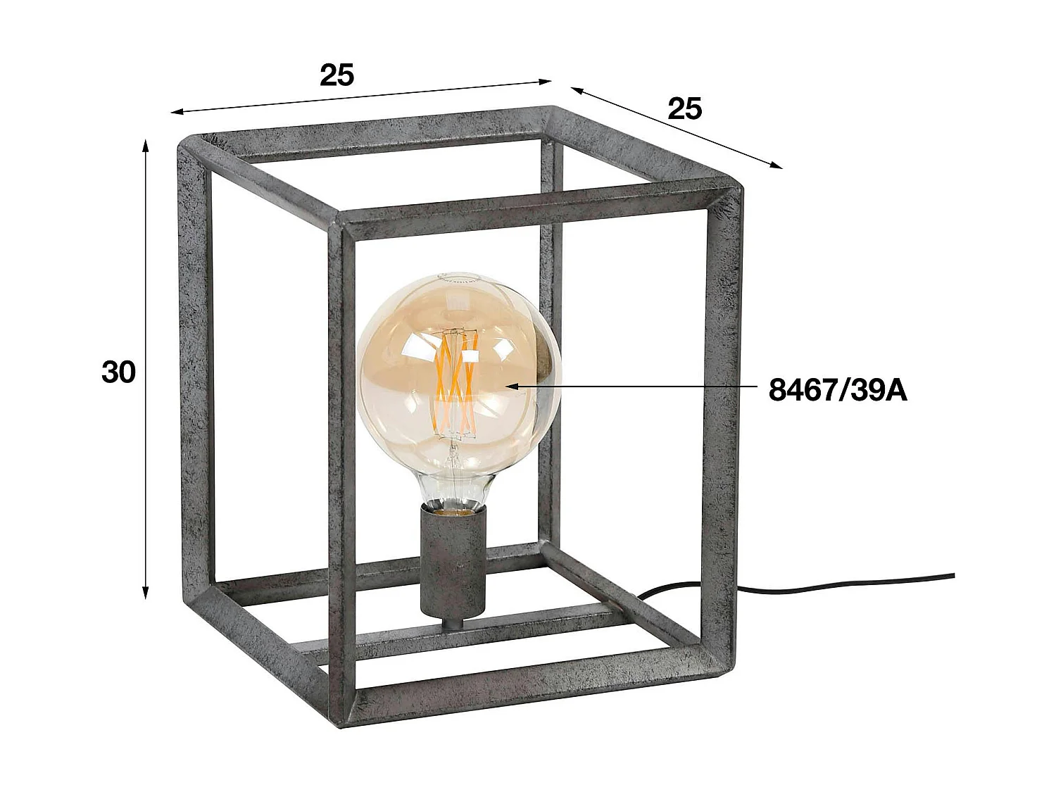 Cube lumineux industriel finition argent vieilli RALF