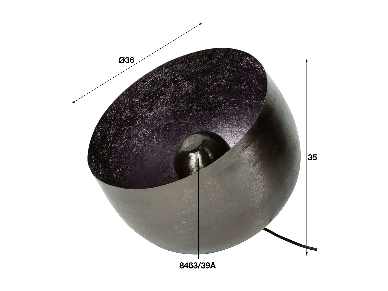 Lampe à poser industrielle cloche noire GM TRIBECA