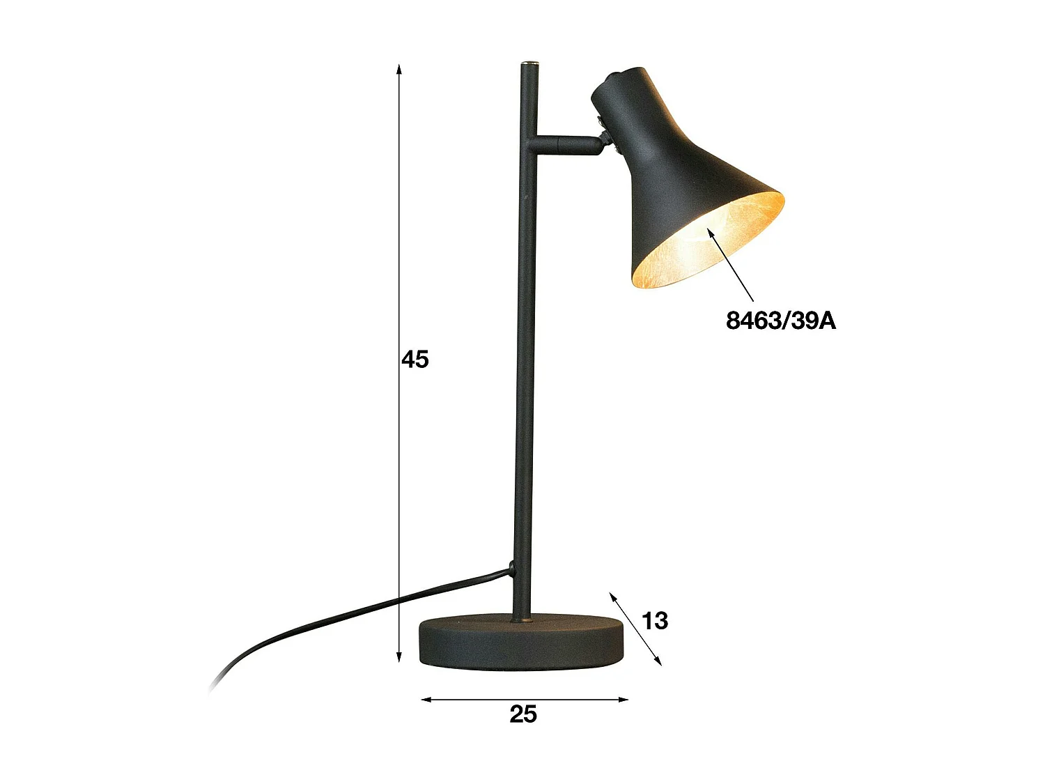 Lampe à poser contemporaine noir et or MELBOURNE