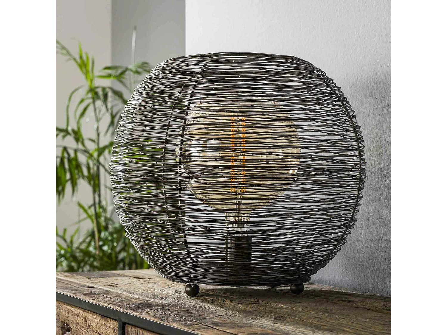 Lampe boule noire filaire D 40 cm NOVA