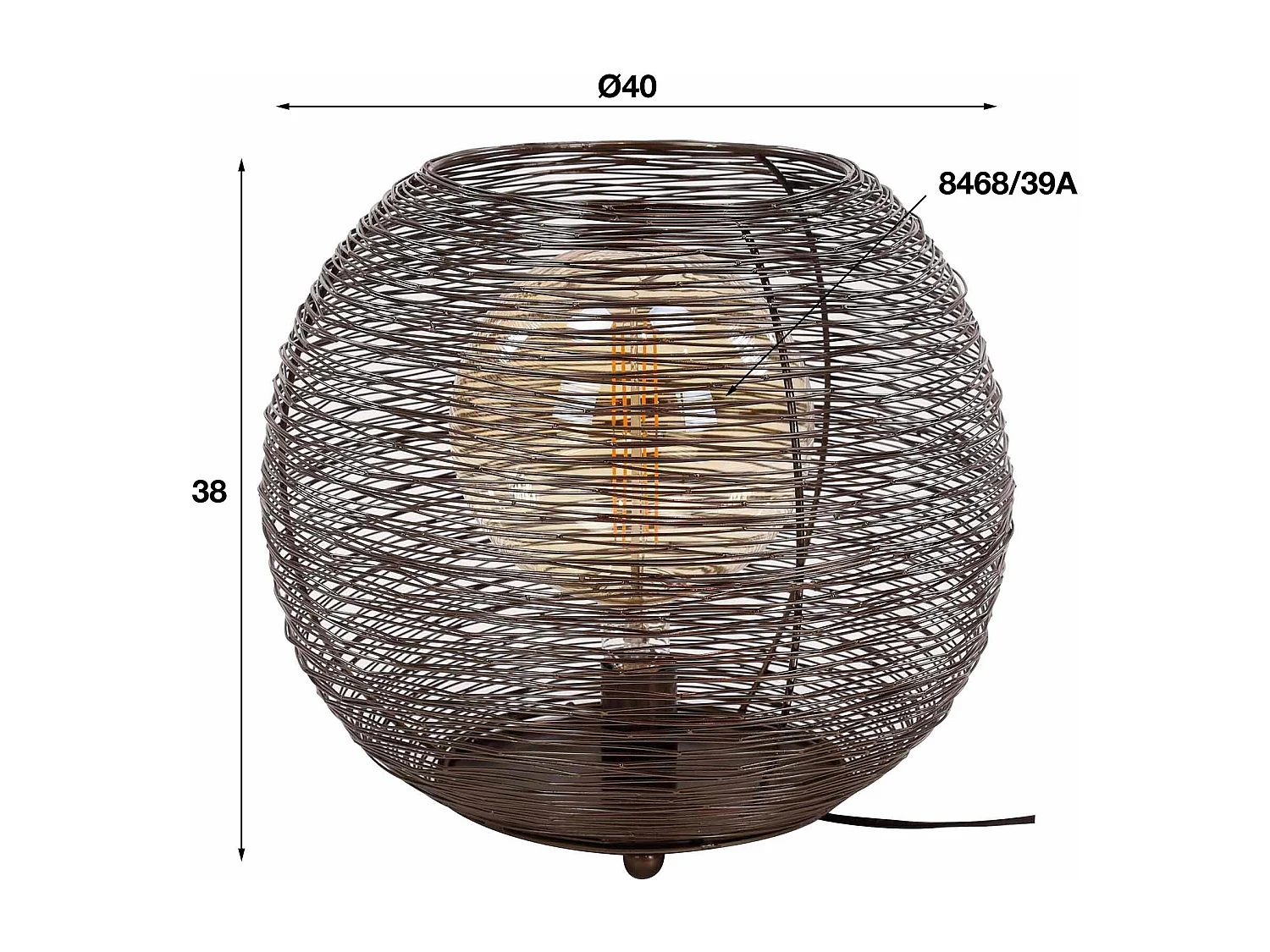 Lampe boule noire filaire D 40 cm NOVA