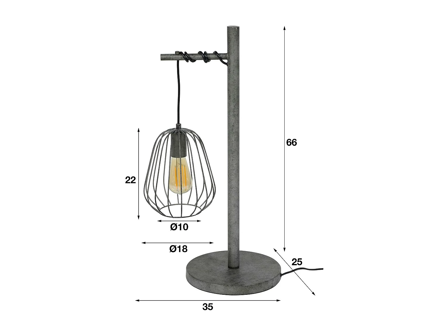 Lampe industrielle à poser métal vieilli H66 cm TRIBECA
