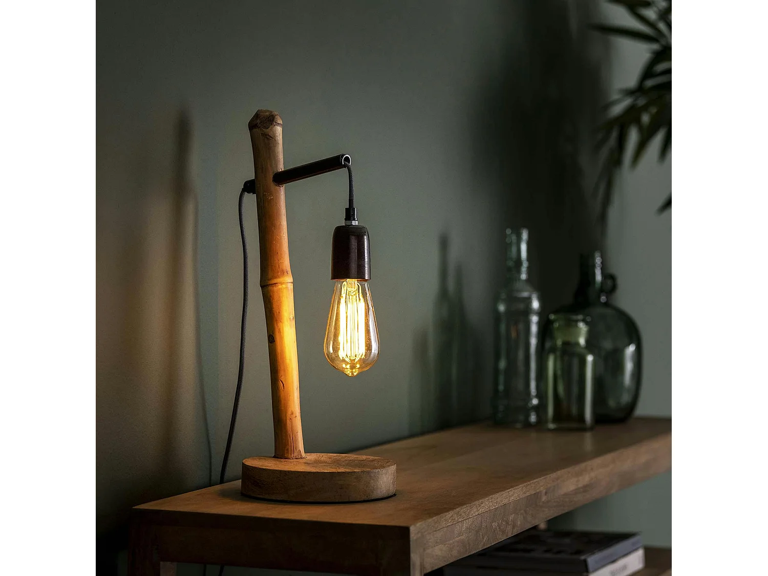 Lampe décorative pied bambou LUCKNOW