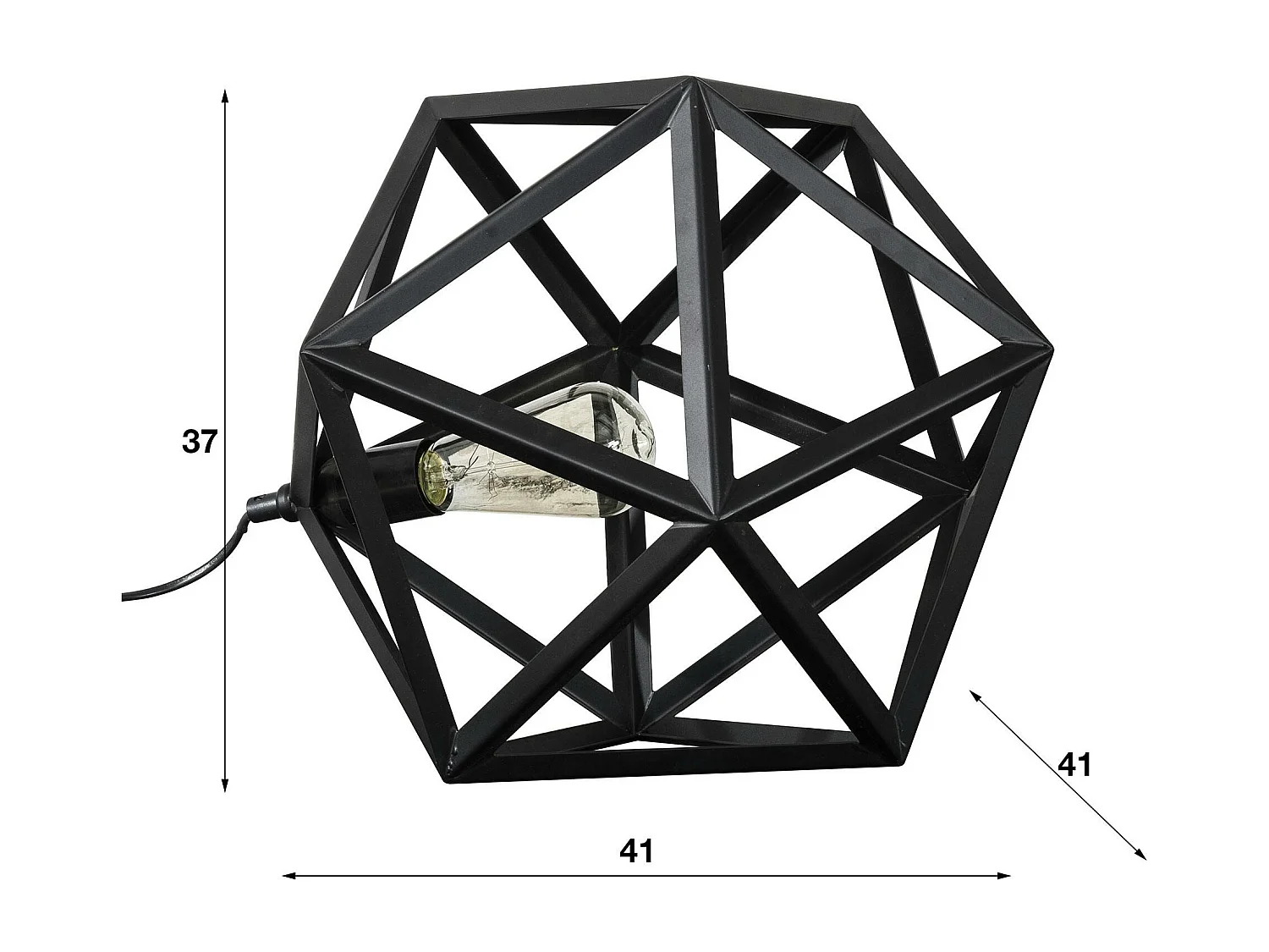 Lampe à poser métal noir forme hexagonale 41cm TRIBECA