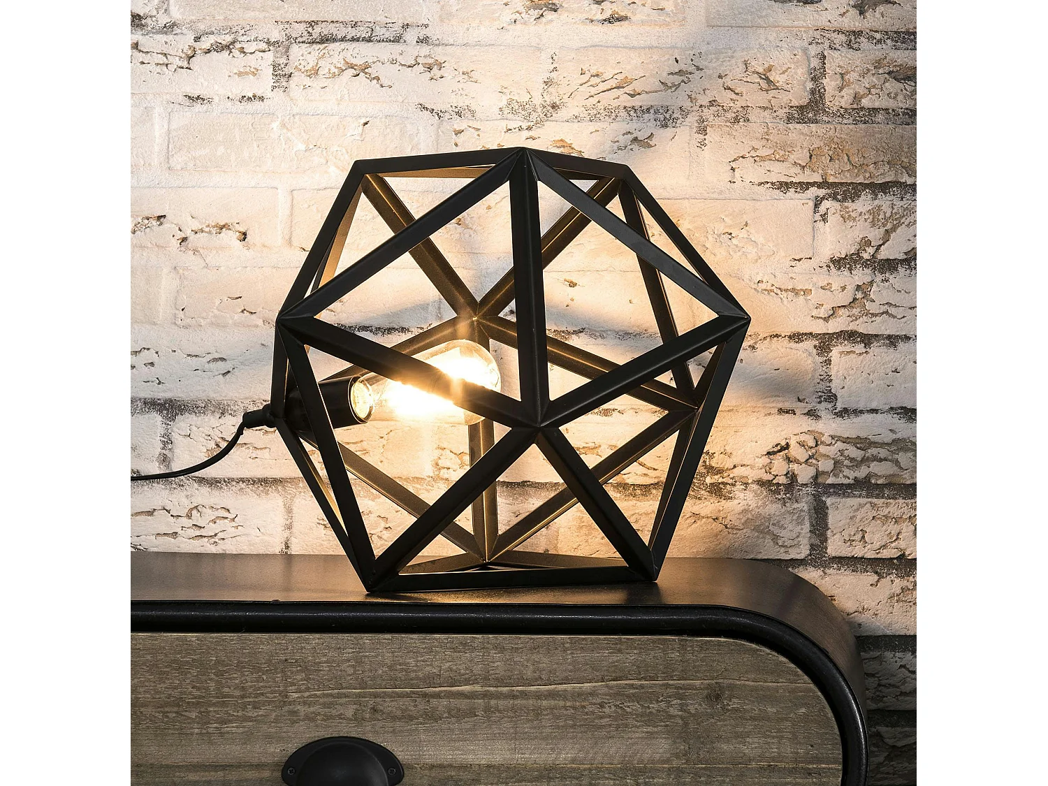 Lampe à poser métal noir forme hexagonale 41cm TRIBECA