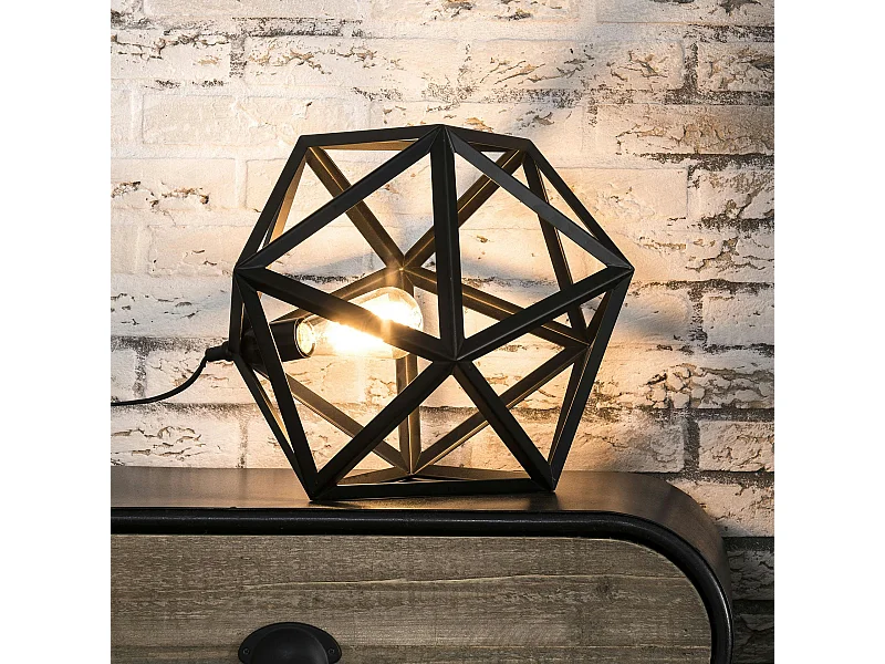 Lampe à poser métal noir forme hexagonale 41cm TRIBECA