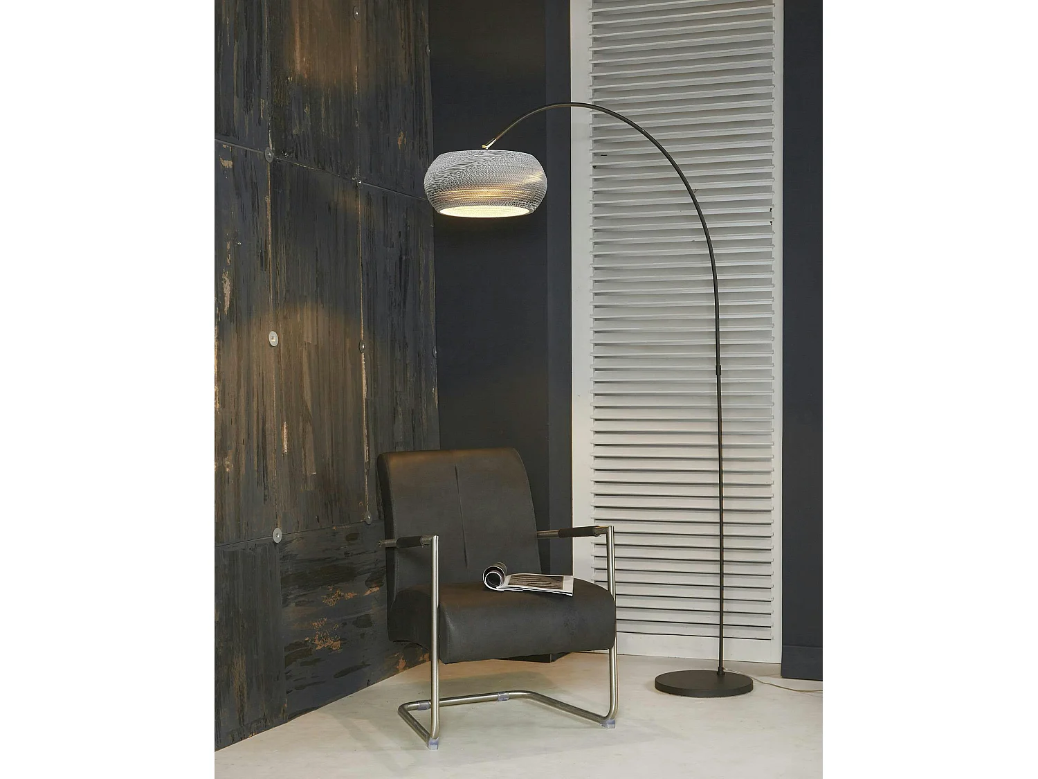 Luminaire arc contemporain blanc