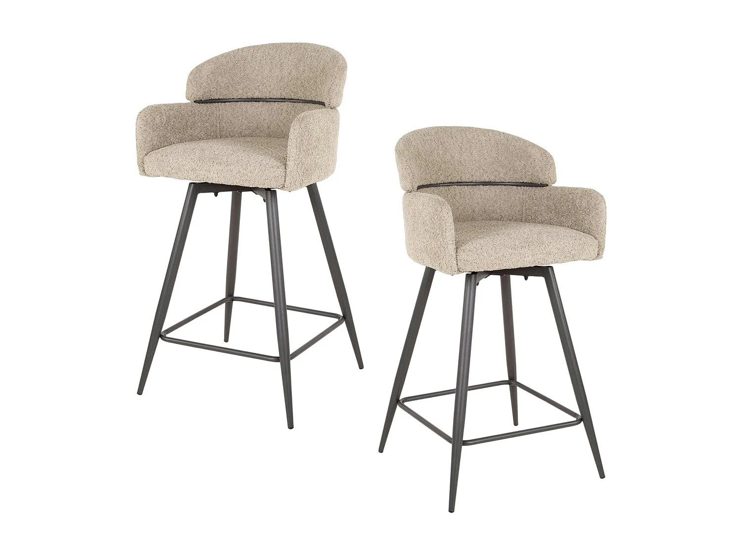 Chaise de bar pivotante en bouclette beige (lot de 2) GALWAY