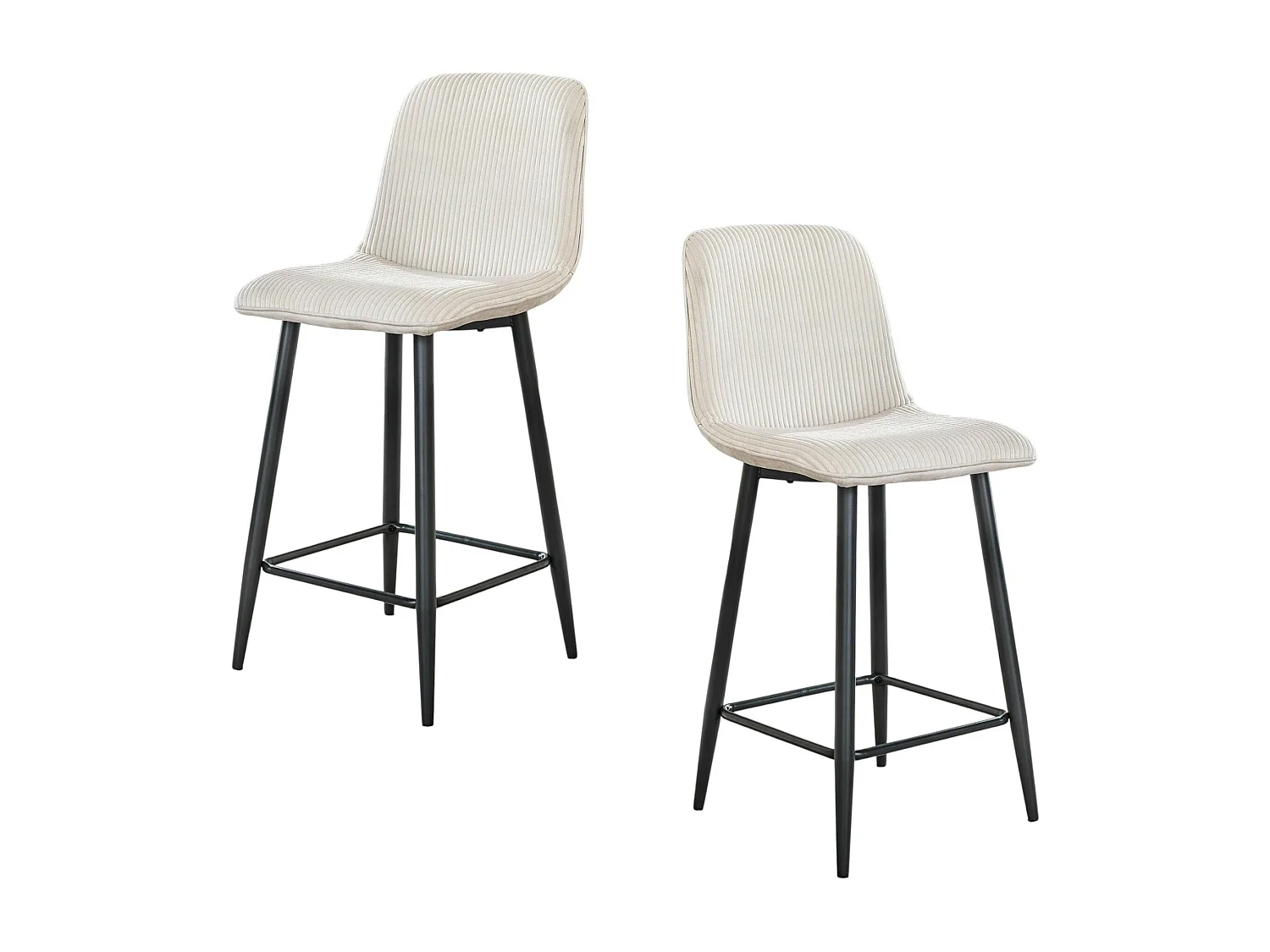 Chaise de bar en tissu côtelé crème (lot de 2) TAJ