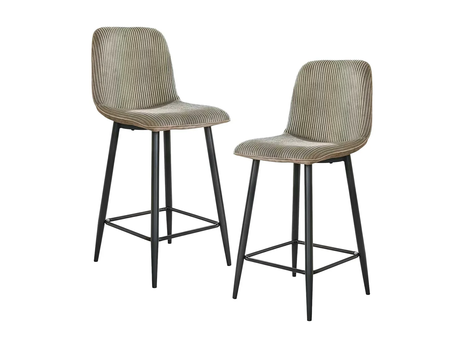 Chaise de bar beige sable en tissu côtelé (lot de 2) TAJ