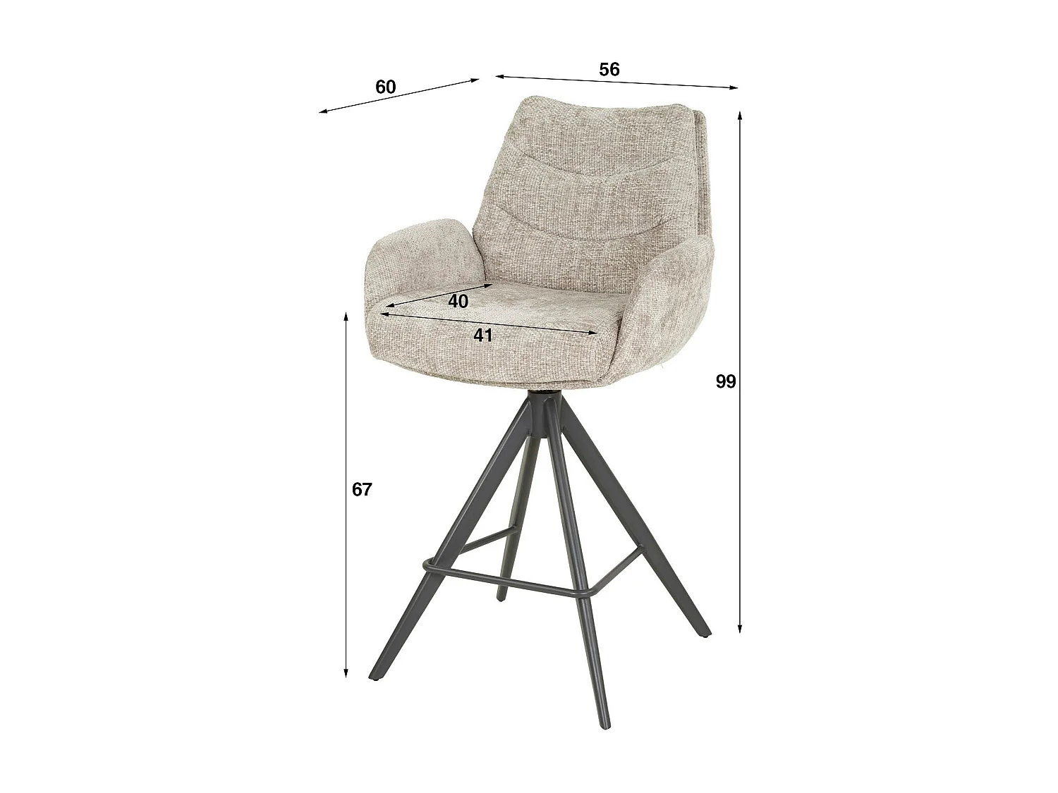 Tabouret de bar pivotant grand confort, finition beige (lot de 2) TAJ