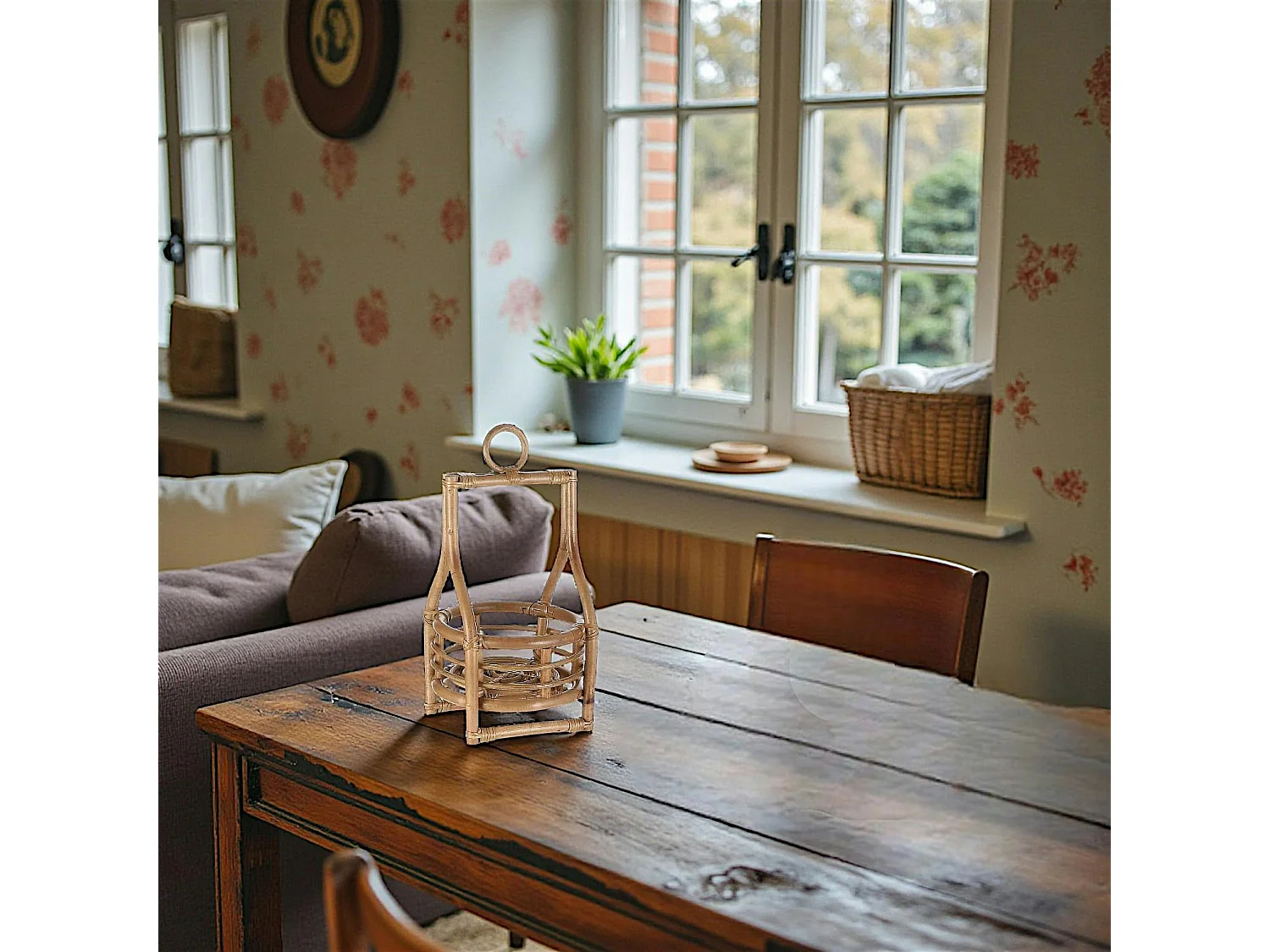 Support plante ou photophore rattan 40 cm