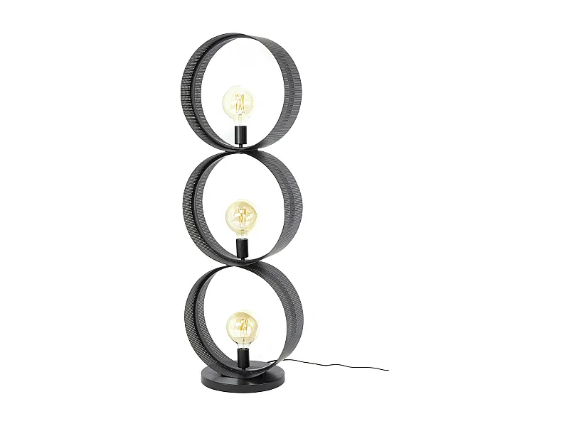 Lampadaire design 3 anneaux en métal perforé RALF