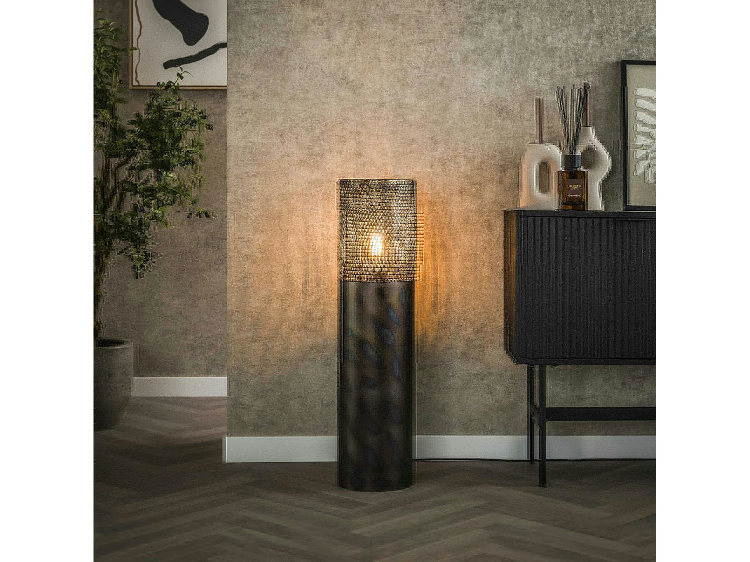 Lampadaire cylindrique ajouré 90 cm RALF