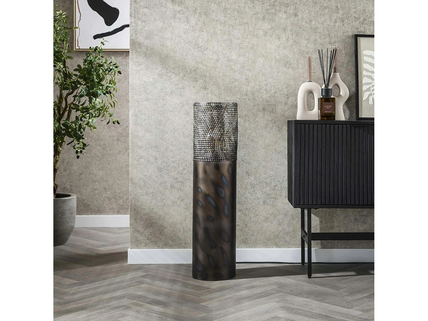 Lampadaire cylindrique ajouré 90 cm RALF