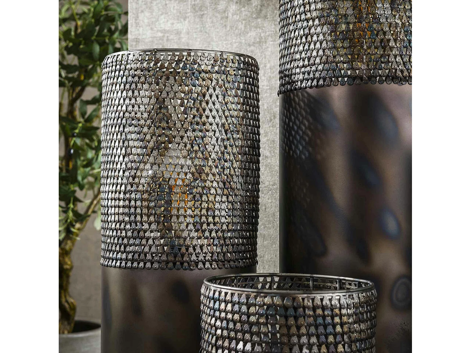 Lampadaire cylindrique ajouré 90 cm RALF