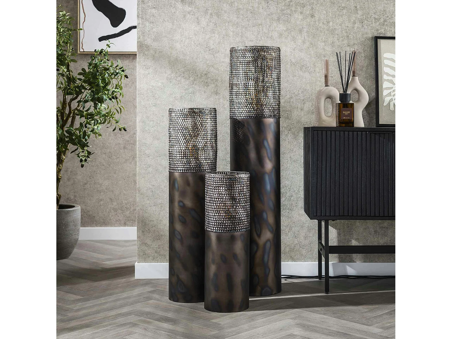 Lampadaire cylindrique ajouré 120 cm RALF