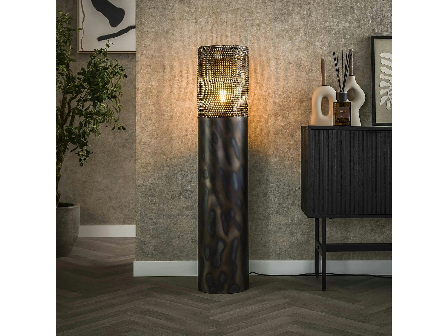 Lampadaire cylindrique ajouré 120 cm RALF