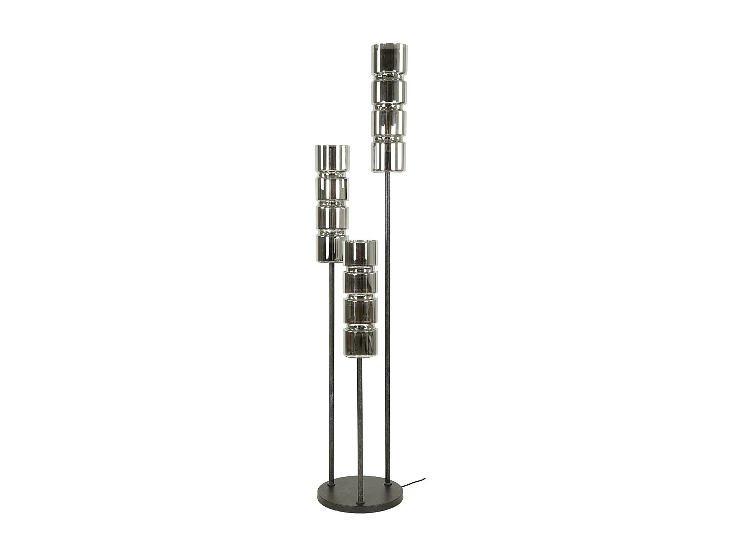 Lampadaire design en verre chromé, 3 abat-jour cylindriques RALF
