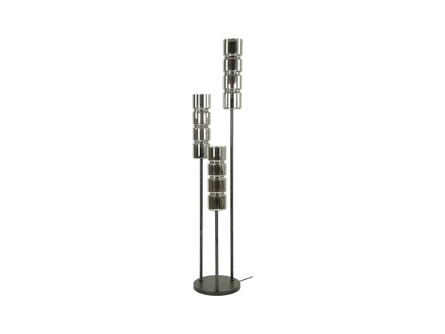 Lampadaire design en verre chromé, 3 abat-jour cylindriques RALF