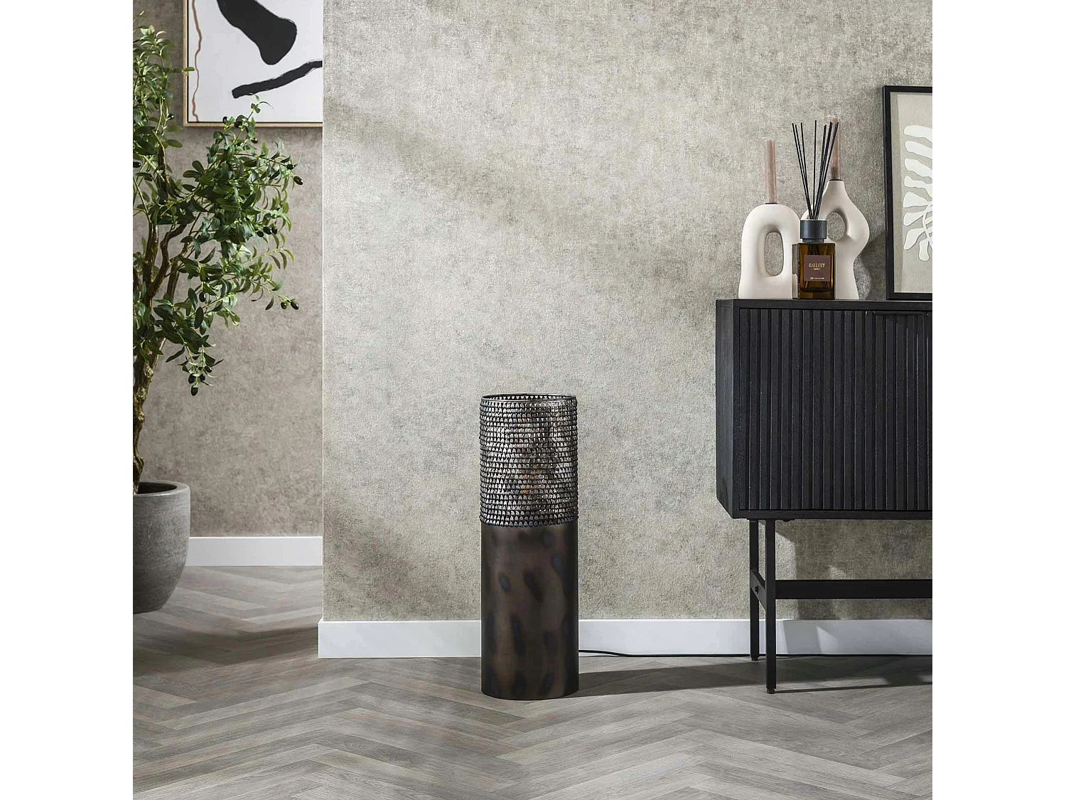 Lampadaire cylindrique ajouré 60 cm RALF