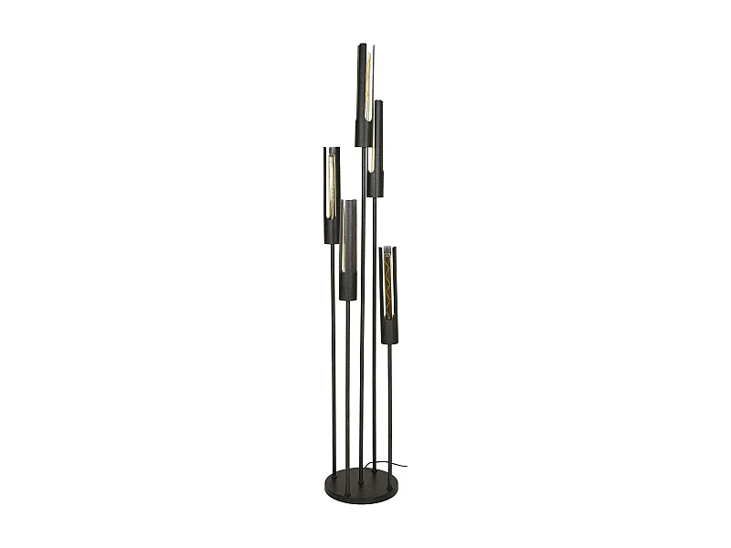 Lampadaire noir avec 5 abat-jour forme tube RALF