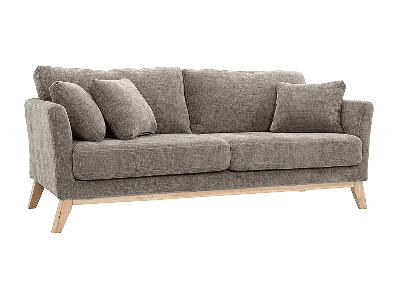 Divano sfoderabile in stile scandinavo 3 posti beige con piedini in legno OSLO