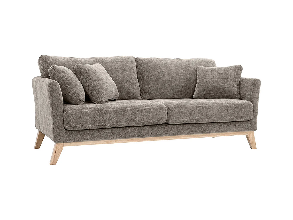 Divano sfoderabile in stile scandinavo 3 posti beige con piedini in legno OSLO