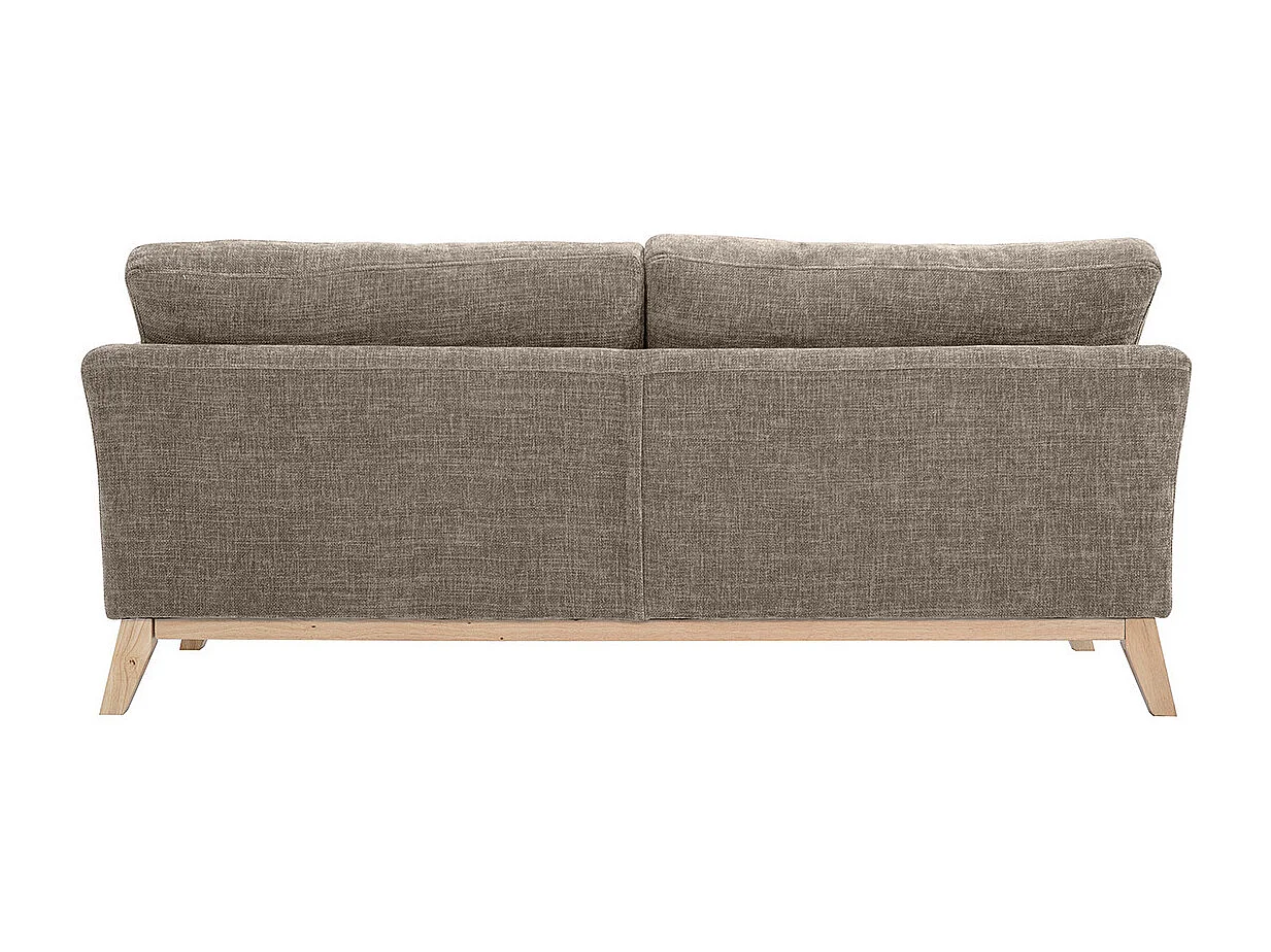 Sofá nórdico 3 plazas desenfundable beige y patas madera OSLO