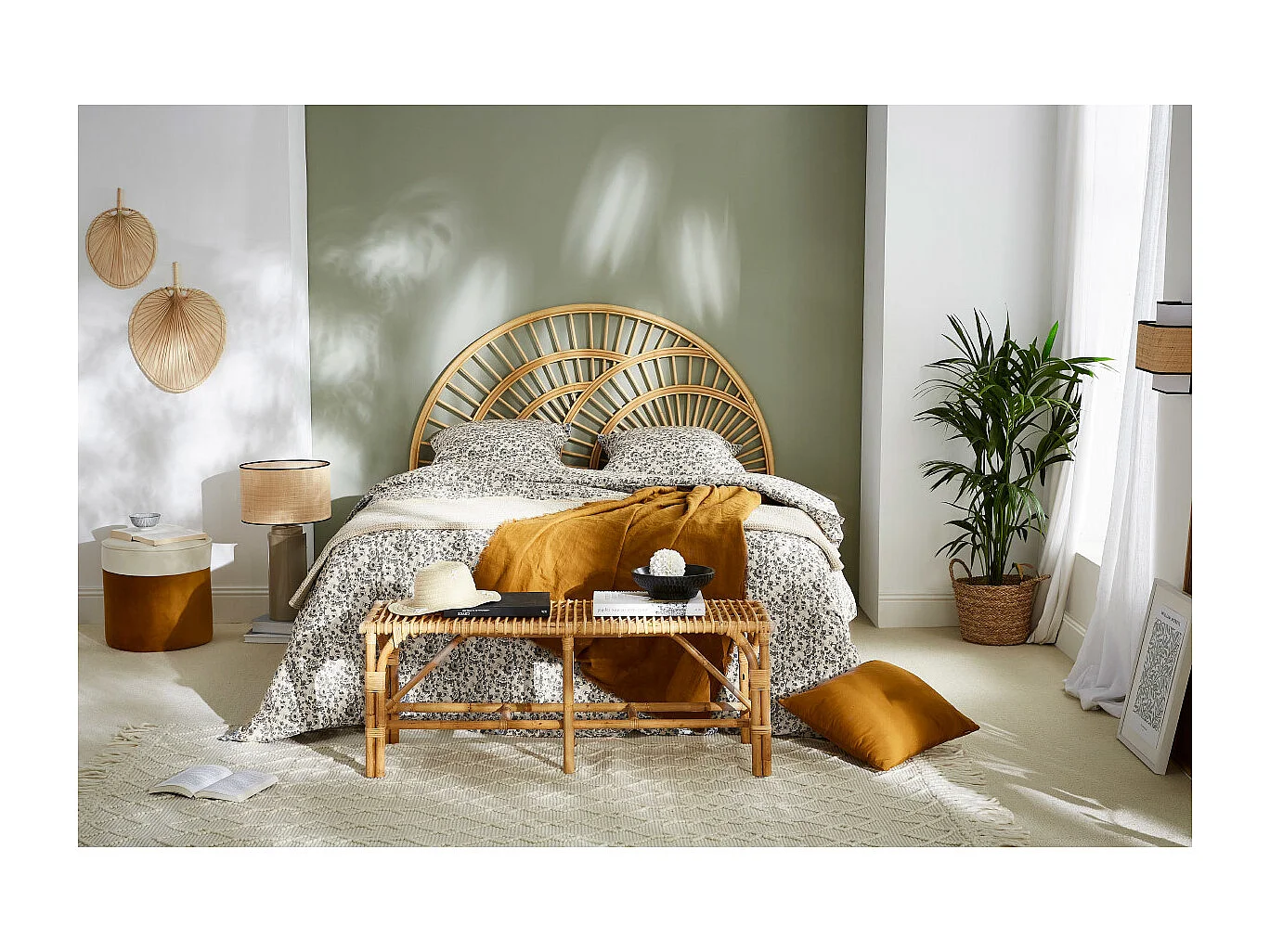 Testata letto in rattan L160 cm SUNNY