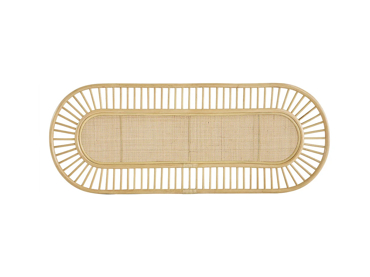 Dekoratives Bettkopfteil aus naturfarbenem Rattan und Rohrgeflecht B165 cm BOW