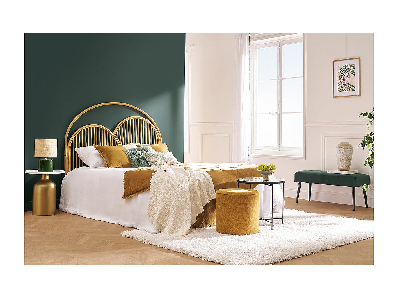 Tête de lit déco en rotin naturel L160 cm PAHOLA