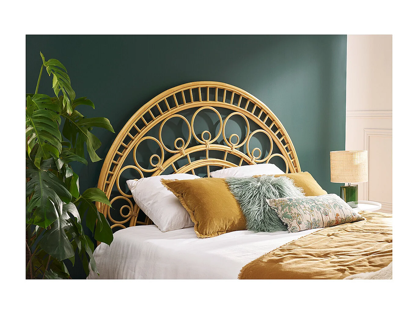 Testata letto in rattan a motivi L160 cm SORAYA