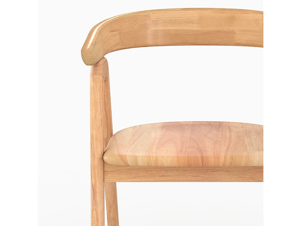 Sedia in legno di gomma chiara con braccioli - Hawa