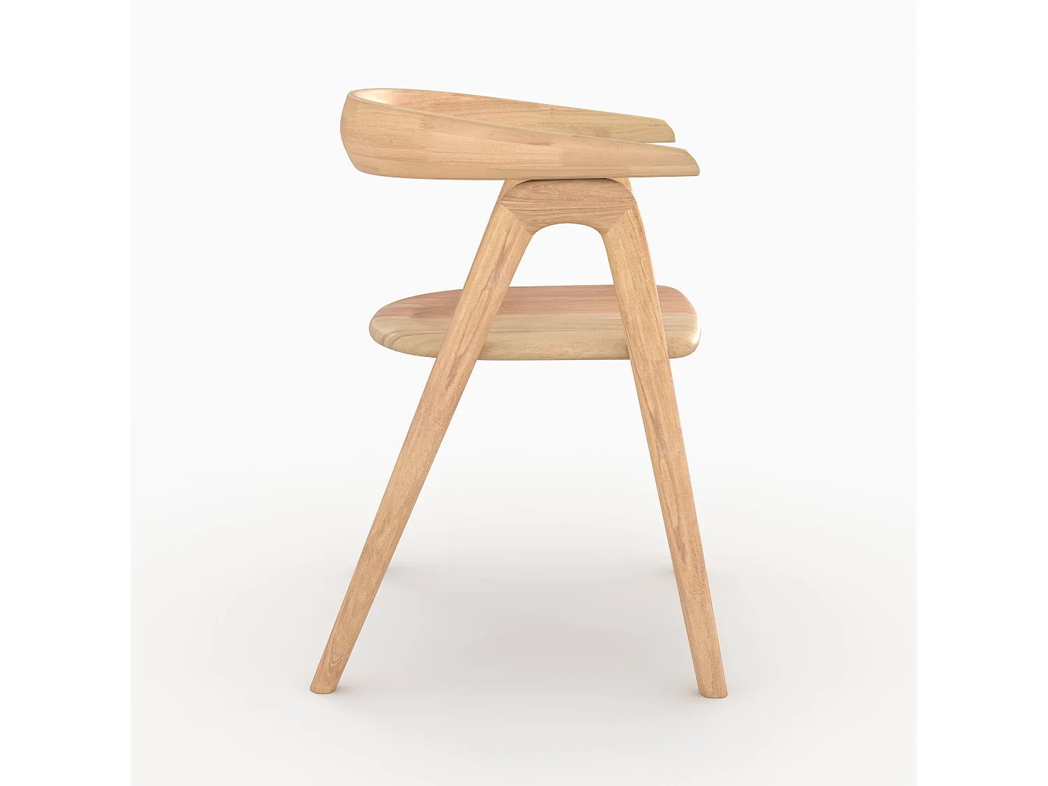 Sedia in legno di gomma chiara con braccioli - Hawa
