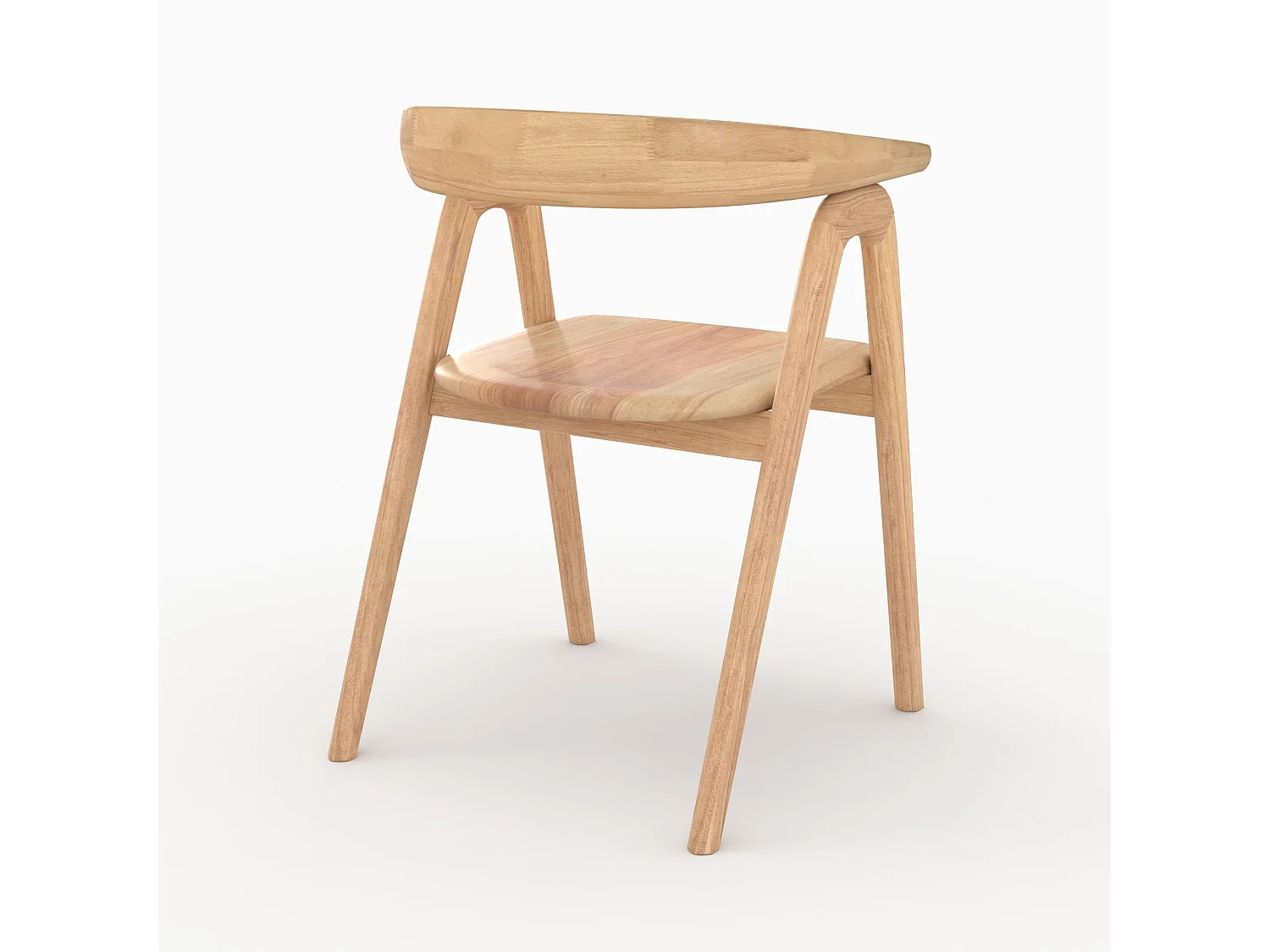 Sedia in legno di gomma chiara con braccioli - Hawa