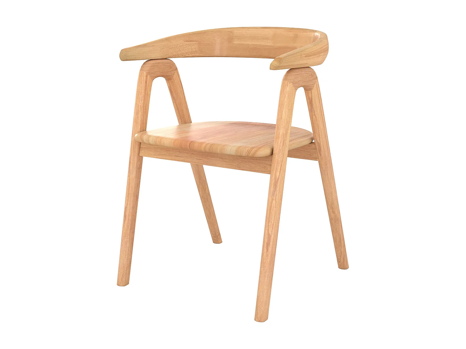 Sedia in legno di gomma chiara con braccioli - Hawa