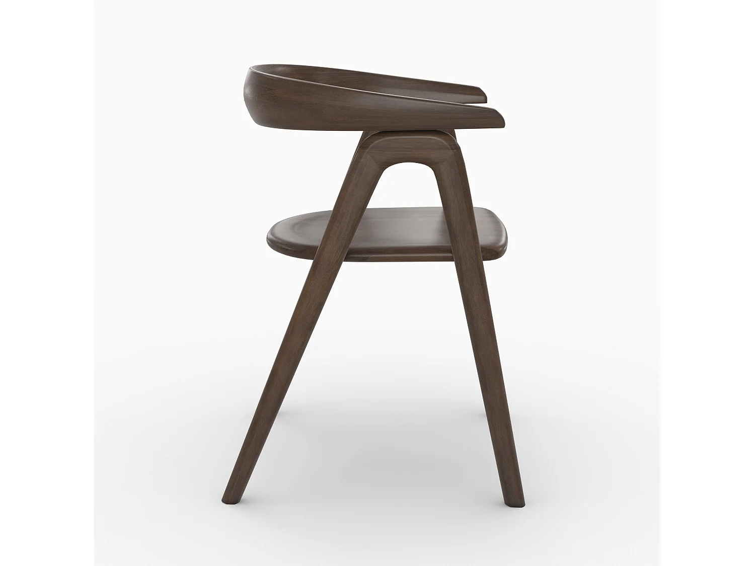 Sedia in legno di rubberwood scuro con braccioli - Hawa