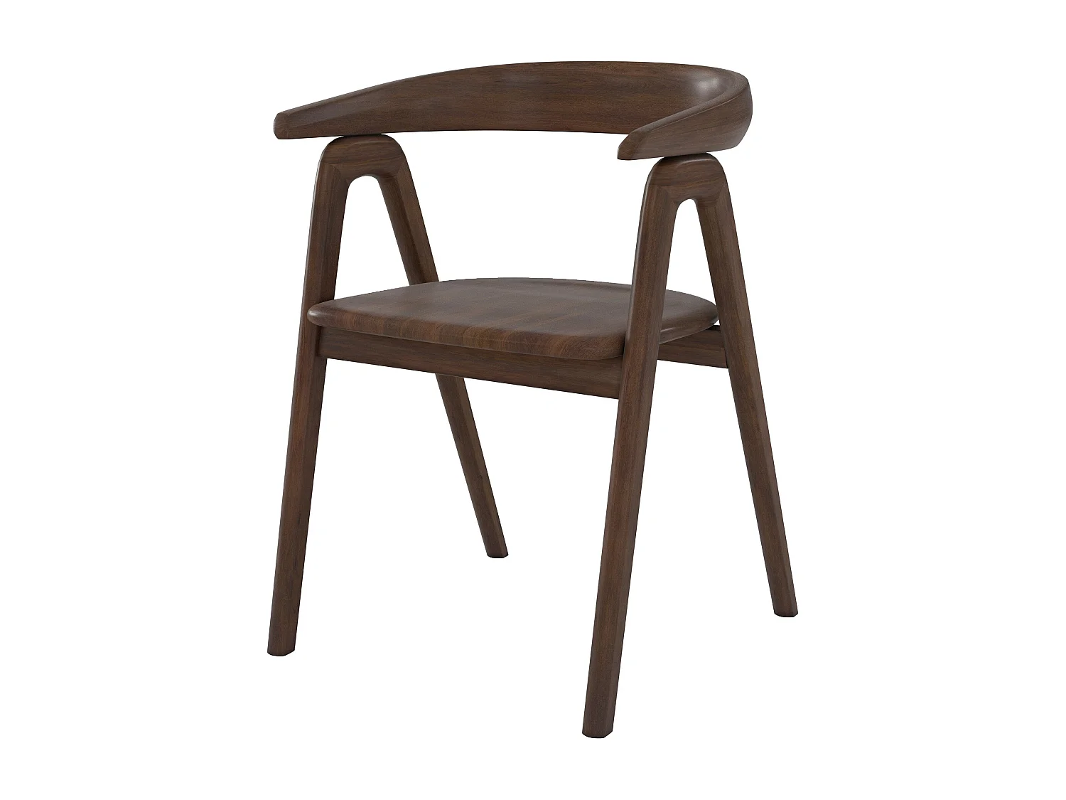 Sedia in legno di rubberwood scuro con braccioli - Hawa