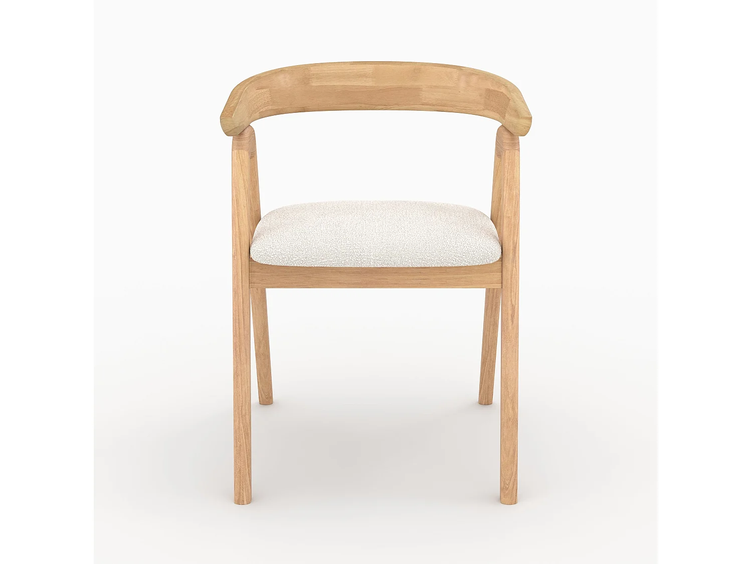 Sedia in legno di hevea chiara e tessuto bouclé crema - Hawa