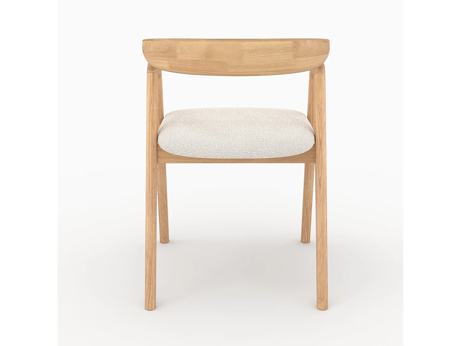 Chaise en bois d'hévéa clair et tissu bouclé crème - Hawa