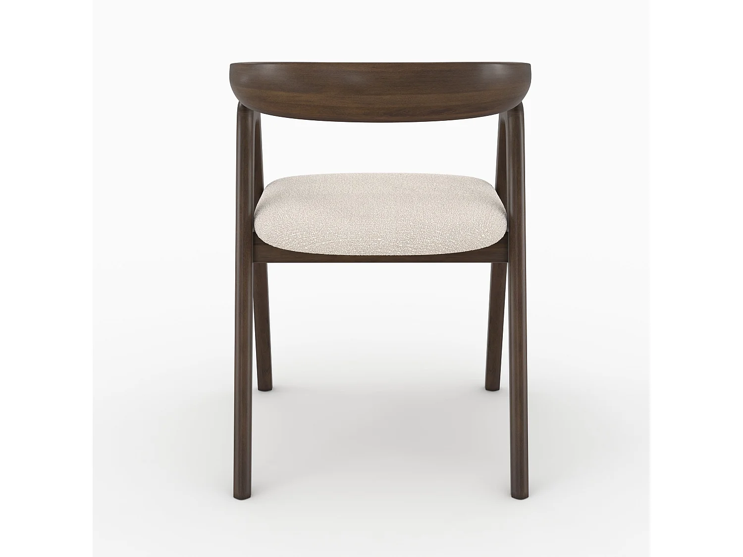 Chaise en bois d'hévéa foncé et tissu bouclé crème - Hawa