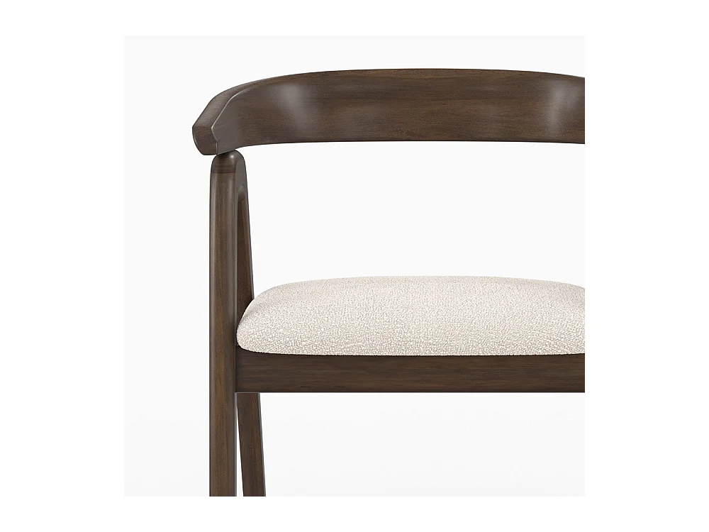 Chaise en bois d'hévéa foncé et tissu bouclé crème - Hawa