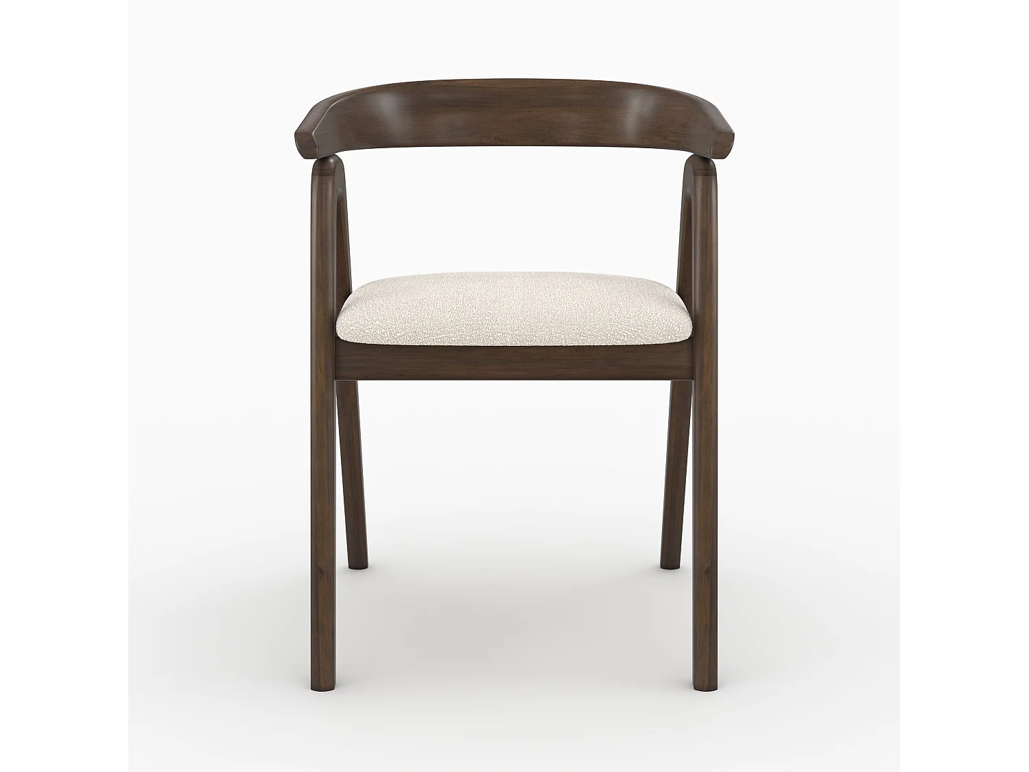 Chaise en bois d'hévéa foncé et tissu bouclé crème - Hawa