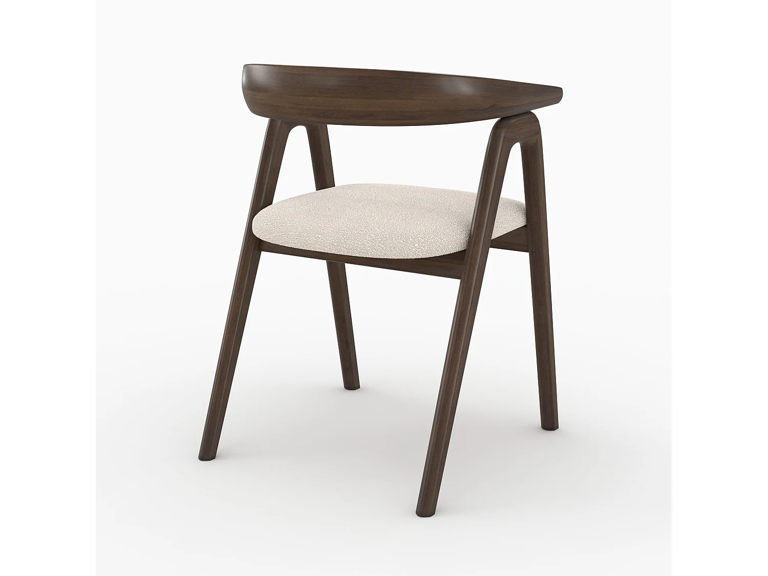 Chaise en bois d'hévéa foncé et tissu bouclé crème - Hawa