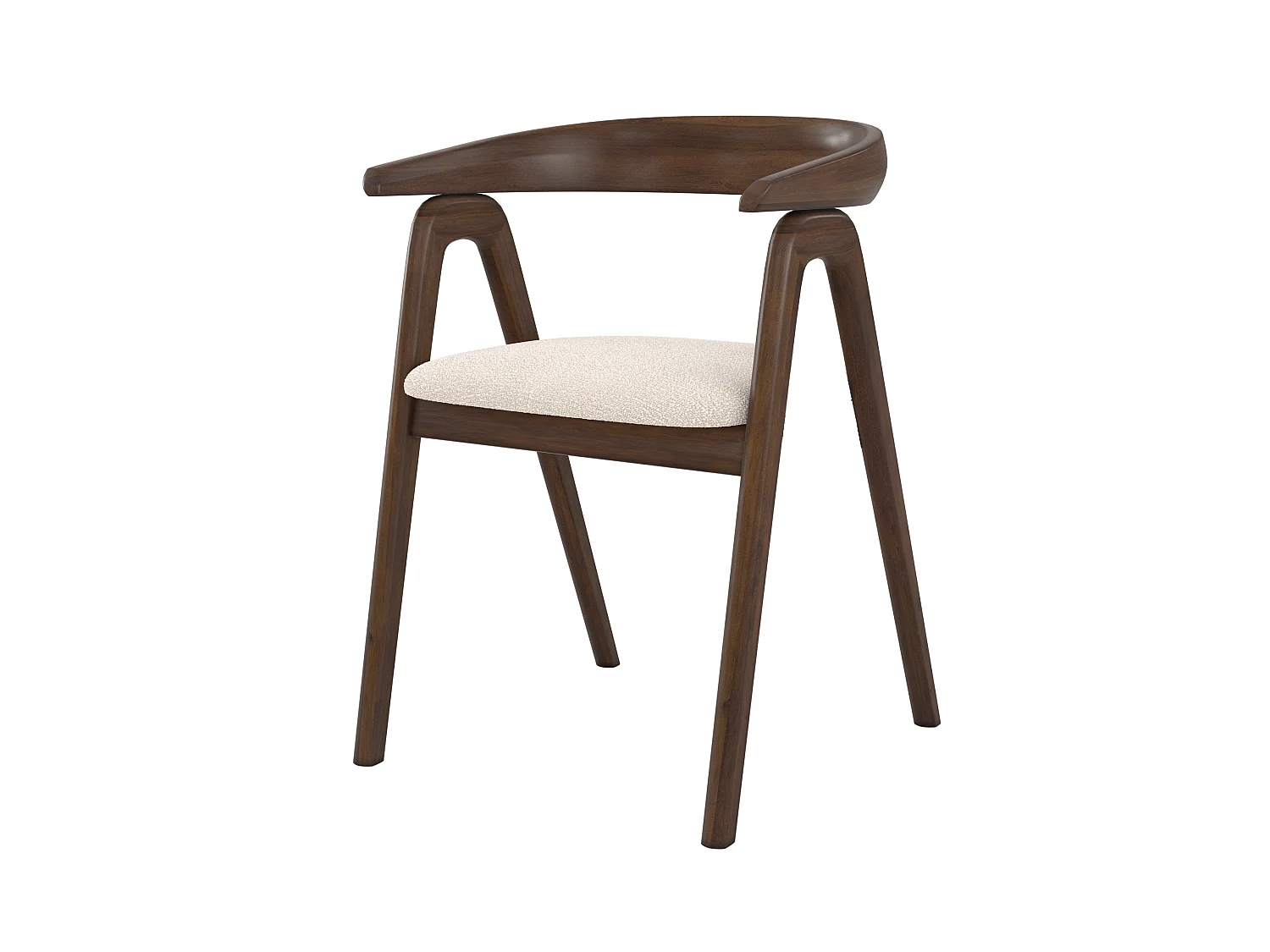 Sedia in legno di gomma scuro e tessuto bouclè crema - Hawa