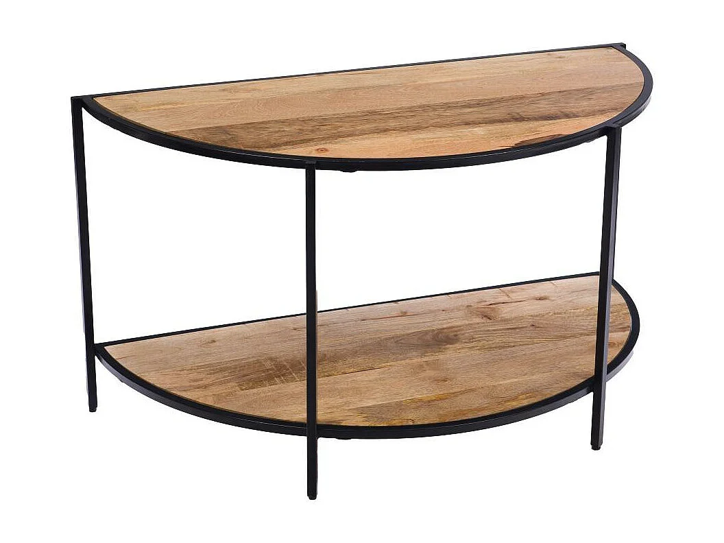 Console demi lune 2 niveaux en bois de manguier